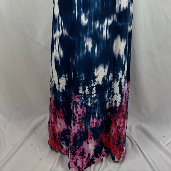 Valerie Stevens Navy Pink Boho Vacation Beach Tie Dye Maxi Skirt NWOT Size S - Picture 6 of 10